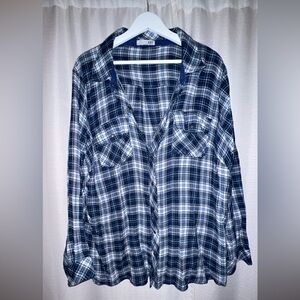 Blue and White Plaid Shirt